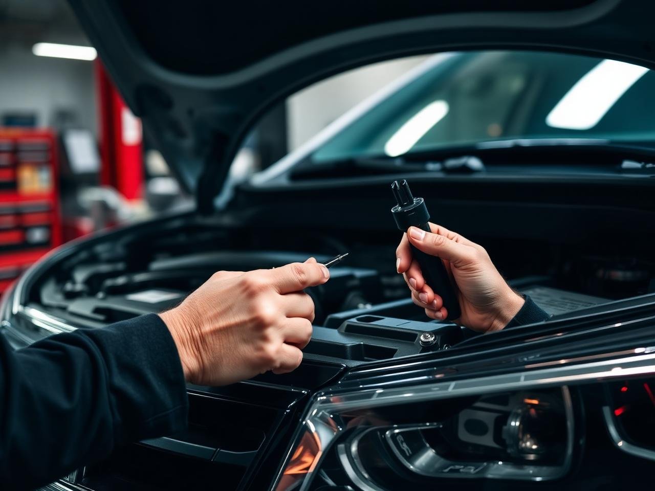 Profissional realizando vistoria veicular